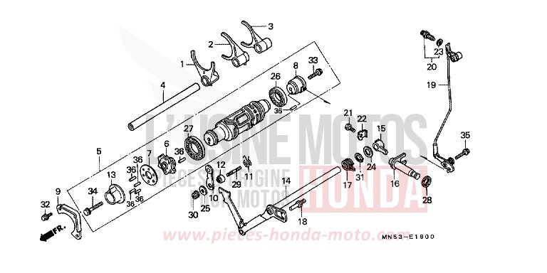 SHIFT DRUM/SHIFT FORK for Gold Wing CANDY SPECTRA RED (R176) from 1989